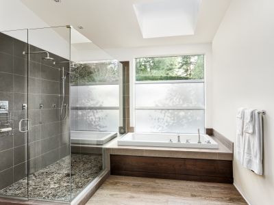 Open Concept Shower with Natural Stone